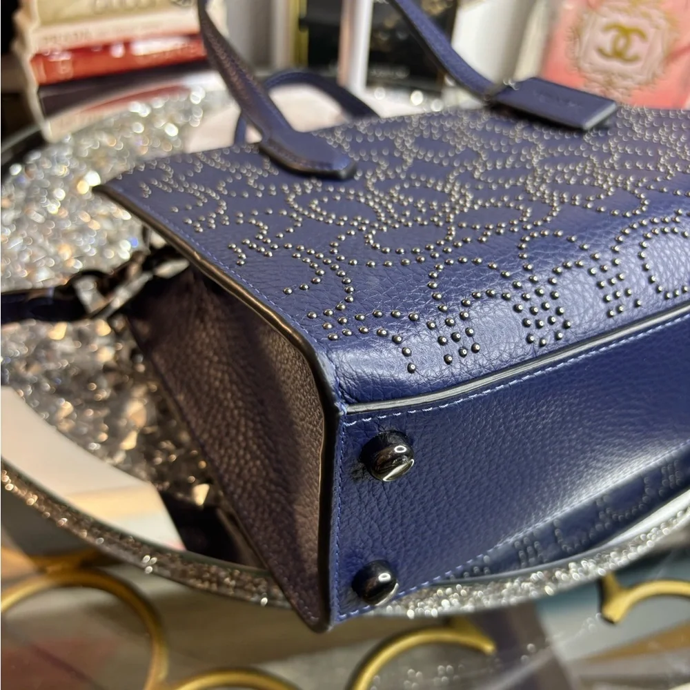 Coach Blue Textured Crossbody Bag with Adjustable Strap - Picture 12 of 15